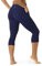LAPASA Damen Capri 3/4 Sport Leggings hoher Bund Push Up High Waist Taschen L02B1 (Navy Blau, L)