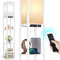 OUTON Stehlampe Regal mit Fernbedienung, Dimmbar & 4 Farbtemperatur Einstellbar, 1H Timer, LED Stehleuchte mit 2 USB Anschlüsse, Stehlampen mit Lampenschirm für Wohnzimmer, Schlafzimmer, Büro,Weiß
