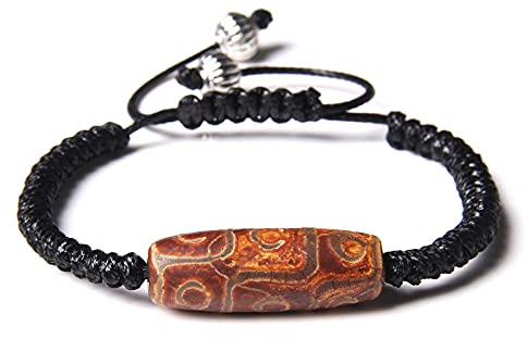 Edelstein Armbändervintage Tibetischen Achat Braun Dzi Bead Stein Leder Geflochtenes Seil Verstellbare Armbänder Lucky Balance Armreif Schmuck Zubehör Unisex Geschenk