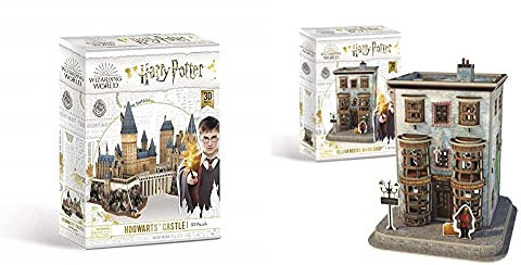 University Games 7565 Harry Potter Hogwarts Castle 3D Puzzle & 7595 Harry Potter Diagon Alley Olivanders Wand Shop 3D Puzzle