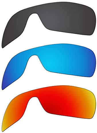 EZReplace Verres de rechange pour lunettes de soleil Oakley Batwolf OO9101 (verres polarisés), Noir carbone + bleu glacier + rouge feu, Taille unique