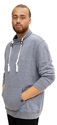 TOM TAILOR Herren Plusize Sweatshirt mit Schalkragen 1034743, 30397 - Navy Snow Melange, 3XL Große Größen