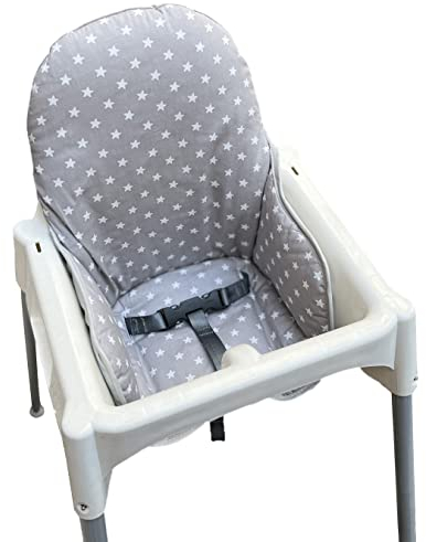 ZARPMA Sitzbezüge Kompatibel für Antilop Hochstuhl, Oberfläche aus Baumwolle und Baumwolle gepolstert, Waldmuster, faltbar, Baby Hochstuhlbezug(Grauer Stern)