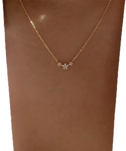 TseenYi Kristall Blume Anhänger Halskette Winzige Cz Blume Halskette Glänzend Floral Strass Halskette Kette Schmuck Für Frauen Und Mädchen Geschenke (Gold)