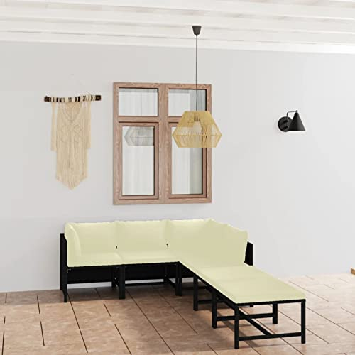 Yolola gartenmöbel Lounge Set Rattan Gartenmöbel Ecklounge Sofa Rattan Outdoor Gartenlounge Terrasse Gartensofa Eckbank Tisch Gartengarnitur Terrasse Sitzecke Eckgarnitur -Schwarz-6-tlg