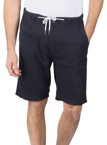 riverso Leinen Shorts Herren Sommer Regular Fit RIVOliver Kurze Hosen Bermuda Knielang Einfarbig, Größe:3XL, Farbe:Navy