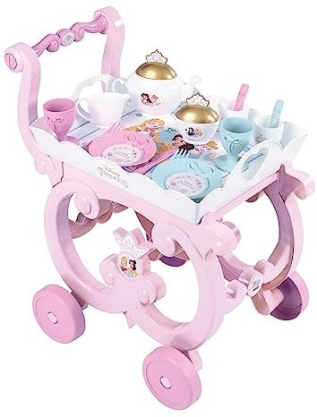 Smoby- Carrito de Té Princesas Disney, Bandeja extraíble y 17 Accesorios, Completo Juego de té y Cubiertos, A Partir de 3 años (7600312502)