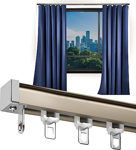 LIYI929GP Rail De Rideau pour Fenêtre, Tringle À Rideau De Séparation Kit De Système De Tringle pour Rail De Rideau, Rail De Douche Coulissant, pour Chambre Salon Portes Salles De Bain Magasin Gazebo