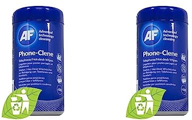 AF Phone & Headset Cleaning Wipes - Contains Alcohol - for Hotdesk, Desk, Call Centre, Games Consoles, Desk Telephone, Reception etc. (Pack of 2)