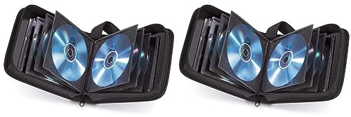Hama CD Tasche für 20 Discs/CD/DVD/Blu-ray (Mappe zur Aufbewahrung, platzsparend für Auto und Zuhause, Transport-Hüllen) Schwarz (Packung mit 2)
