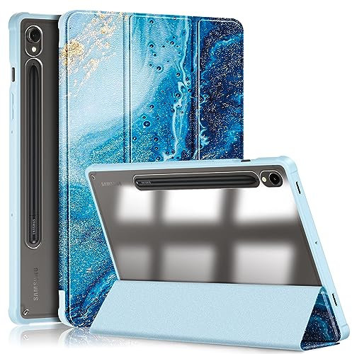 TOPCASE Funda Clara Transparente PC Respaldo para Samsung Galaxy Tab S9 11 Pulgadas 2023 con Soporte Bolígrafo S,Ultra Delgado Carcasa con Soporte Función y Auto-Sueño/Estela,Las Olas