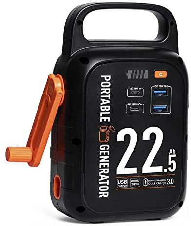 Uninterrupted Power Anytime, Anywhere for Home Emergencies - 22500mAh Portable Generator Hand Crank Solar Charger Power Bank for Phone Laptop - Reliable and Convenient Power Source
