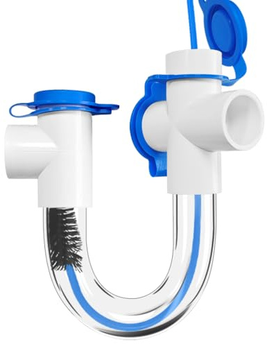 WESUA 3/4 Clear PVC U Trap Pipe Fitting Connector for HVAC Condensate Drain System with Cleaning Brush