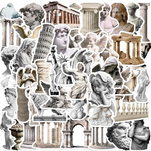 Bric Dodo 50 Stück Kunststatuen Aufkleber Auto Laptop Telefon Gitarre Skateboard Motorrad Fahrrad Art Statue Stickers Set Vinyl Wasserdicht Aesthetic Aufkleber für Jugendliche Kinder Erwachsene