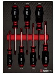 Würth Zebra System 0965905502 - Set di cacciaviti TX con inserto in schiuma 4.4.1, effetto carbonio