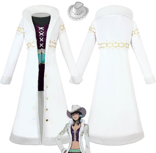 bbganlian Anime One Piece Nico Robin Cosplay Kostüm Outfit Monkey D. Luffy Rollenspiel Uniform Komplettes Set Halloween Karneval Party Dress Up Anzug mit Hut für Frauen