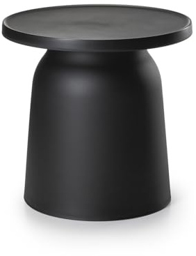 HowHomely Couchtisch Rund 47x46 cm Schwarz | Kleiner moderner Beistelltisch | Sofatisch für Wohnzimmer | Kaffeetisch Wohnzimmertisch Loft Dekoration modern