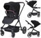 Faltbarer 3-in-1-Kinderwagen, Beidseitig verwendbarer Kinderwagen, Kinderwagen mit Aufbewahrungskorb, 5-Punkt-Sicherheitssystem, Tragfähigkeit 22 kg, Tragbar, Großes erweiterbares Verdeck(Schwarz)