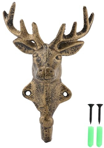 Eisen Hirschhaken Vintage Wandhaken aus Gusseisen für Weihnachten Party | Rustikale Wanddeko mit Hirschmotiv, 2 Stück für Schlafzimmer und Lehrer Dankeschön, Geweih Design