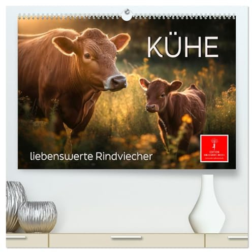 Kühe - liebenswerte Rindviecher (hochwertiger Premium Wandkalender 2026 DIN A2 quer), Kunstdruck in Hochglanz: Kühe, besonders liebenswerte Geschöpfe auf Weiden, Wiesen und Auen (CALVENDO Tiere)
