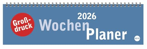 Großdruck Wochenquerplaner 2026: Praktischer Tischquerkalender mit extra großer Schrift. Schlichter Tischkalender 2026 fürs Büro. Wochenplaner für den Schreibtisch. (Bürokalender Heye)