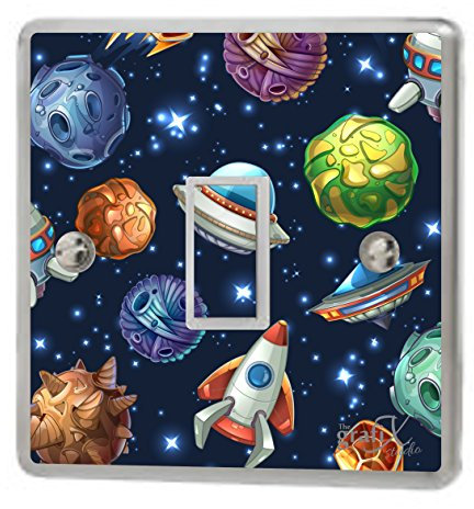 the grafix studio Space & Planets Light Switch Double Switch Plug Sockets Sticker Vinyl/Skin cover sw144