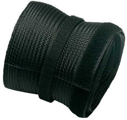 conecto CC50326 Universeller Polyester-Kabelschlauch, selbst zusammenziehend mit Klettverschluss, Ø 85mm, 1,80m, schwarz