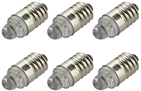 Ruiandsion 6pcs E10 LED Bulb 3V 4300K Warm White LED Bulb for Torchlight Flashlight Torch Headlight,Non-Polarity