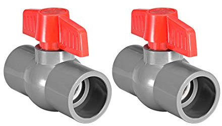sourcing map 2Pcs PVC Kugelhahn Wasserversorgungsrohr Gleitenden 1 Innendurchmesser Rot Grau