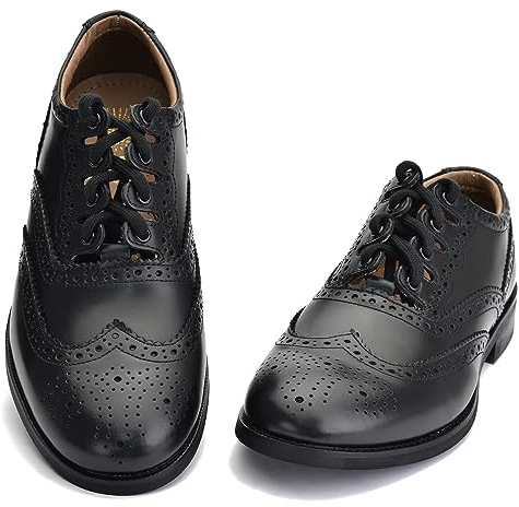 Economy Ghillie Brogue Full Soft Leather Upper and Comfort Rubber Sole - UK Size 13 Black