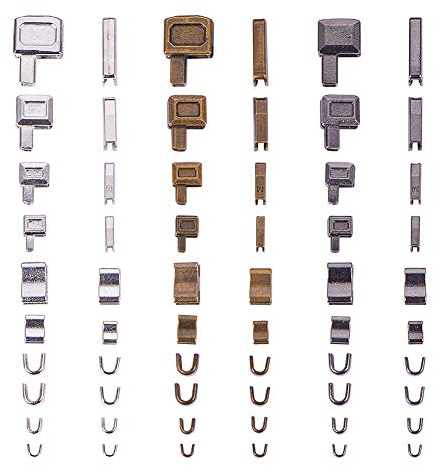 PandaHall Zinklegierungs-Reißverschluss Oben auf dem Plug-and-Repair-Reißverschlussstopper, Reparaturzubehör-Einsatzkasten und Pin-Fix-Halter, Mischfarbe, 3x3,5x2,5mm