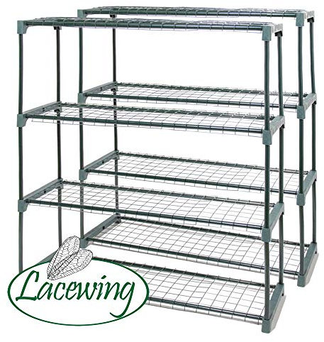 Lacewing Set of Two 4 Tier Garden Greenhouse Staging in Green 4' 1