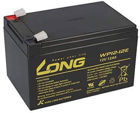 WSB Batteria al piombo WP12-12E, batteria 12 Ah, 12 V, AGM, a prova di ciclicità, per bicicletta elettrica, e-bike, scooter e sedia a rotelle, USV PEREGO RBC 12 Volt