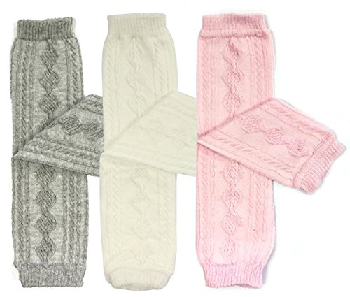 allydrew Paquete de 3 calentadores de piernas de bebé y calentadores de piernas para niños pequeños, gris, blanco, rosa