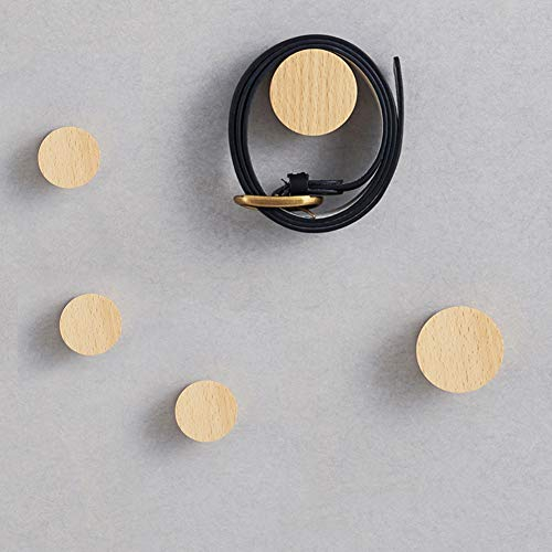 Holzmantel Haken Punkt Runde Kleiderbügel, 5er Pack Natürliche Wand Kleidung Schal Hut und Tasche Aufbewahrungsbügel Handtuchhalter Schlafzimmer Dekoration, (2 große Größe, 3 kleine Größe)