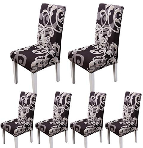 ARNTY Stuhlhussen für Esszimmer, modern, elastisch, langlebig, dehnbar, für Hochzeit, Hotel, Restaurant (Blumenmotiv, 6 Stück)