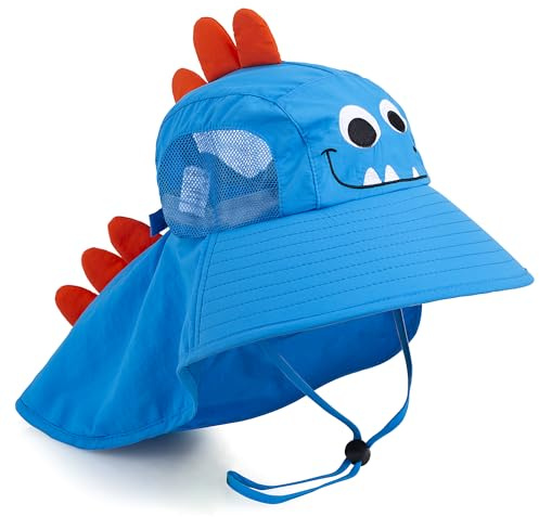 Kids Sun Hat UPF 50+ Boy Girl Protection Hat Wide Brim Beach Hats with Mesh and Adjustable Chin Strap