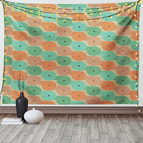 ABAKUHAUS Abstrakt Wandteppich und Tagesdecke, Bunte gestreifte Spiralen, aus Weiches Mikrofaser Stoff Wand Dekoration Für Schlafzimmer, 150 x 110 cm, Pale Kamel und Multicolor