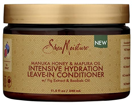 SheaMoisture Intensive Hydration Leave-in Conditioner for Curly Hair Manuka Honey and Mafura Oil Hair Conditioner to Strengthen and Restore Hair 11.5 oz
