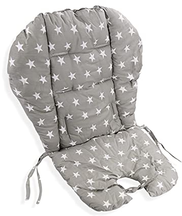Hochstuhlkissen, Hochstuhlkissen, weich und bequem, leicht und atmungsaktiv, geeignet für die meisten Hochstühle, Baby-Esszimmerstühle (kleines graues Sternmuster)