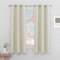 PONY DANCE Beige Bedroom Curtains for Home Decoration - Thermal Insulated Super Soft Cream Curtains with Eyelet Soundsproof Privacy Window Drapes for Living Room, 42 x 63 Inches, Light Beige, 2 Panels