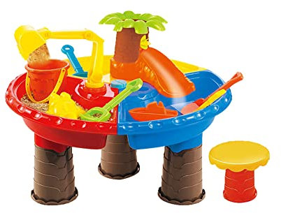 Uposao Tavolo da Gioco con Acqua E Sabbia attività per Bambini All'aperto Tavolo Include Molti Accessori Giocattoli da Spiaggia per Bambini nel Cortile All'aperto
