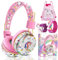 JYPS Cute Kids Headphones Wireless, Unicorn Headphones for Girls, Bluetooth Adjustable Toddler Headphone Over Ear for Age 2+, with Microphone, Compatible with iPad/Fire Tablet (pink)