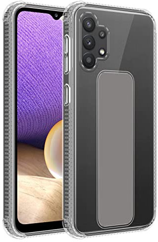 Cadorabo Hülle kompatibel mit Samsung Galaxy A32 4G Schutzhülle TPU Silikon Case Standfunktion Design mit Kameraschutz Slim Kratzfest Weiche Gummi mit Rundumschutz Case Hülle für Galaxy A32 4G in Grau