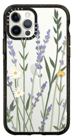 CASETiFY Impact iPhone 12 / iPhone 12 Pro Case [4X Military Grade Drop Tested / 8.2ft Drop Protection] - LANA LAVENDER MIX - Clear Black