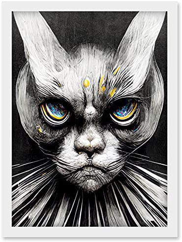 Doppelganger33 LTD The Sultan Of Cat Land Fantasy Gothic Cat Portrait Artwork Framed Wall Art Print A4