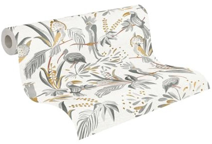Livingwalls House of Turnowsky 388984 Papier peint pour oiseau Gris et jaune 10,05 m x 0,53 m Fabriqué en Allemagne