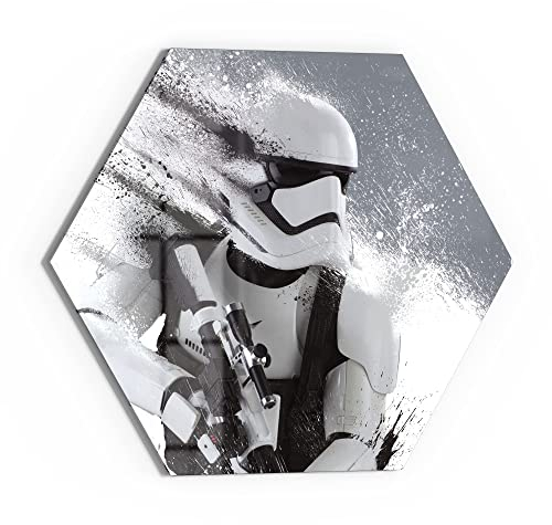 DEQORI Glasbild Echtglas | Motiv Star Wars Storm Trooper | sechseckig einteilig 40x34,5 cm | schöne Dekoration | Wandbild für Wohnzimmer, Schlafzimmer, Flur & Küche | moderne Wanddeko