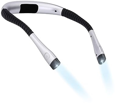NK Lámpara de Lectura para Cuello, Recargable, Luz con Brazos flexibles, 3 Colores de Luz LED, 3 Niveles de Iluminación Ajustables, Larga Duración, Perfecto para Leer Libros, Tejer, Reparar, Acampar