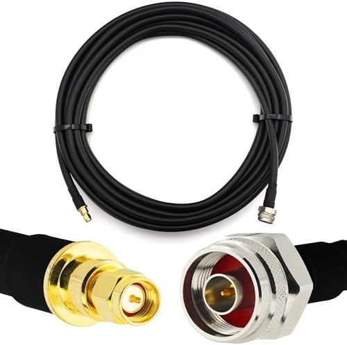 RANGEFUL 15m SMA macho a N macho (Hex) IP67 impermeable cable coaxial — Extensión coaxial flexible de cobre completo 50 ohm (equivalente a LMR400 UF UltraFlex) — para LTE GSM 4G 5G antena de router